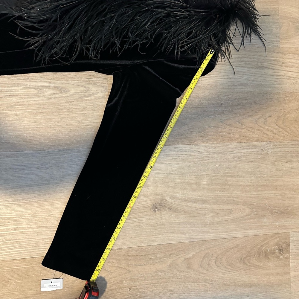 Like new Vtg Patra Black Velvet Ostrich Feather Shawl Collar Long Duster L - Picture 9 of 14
